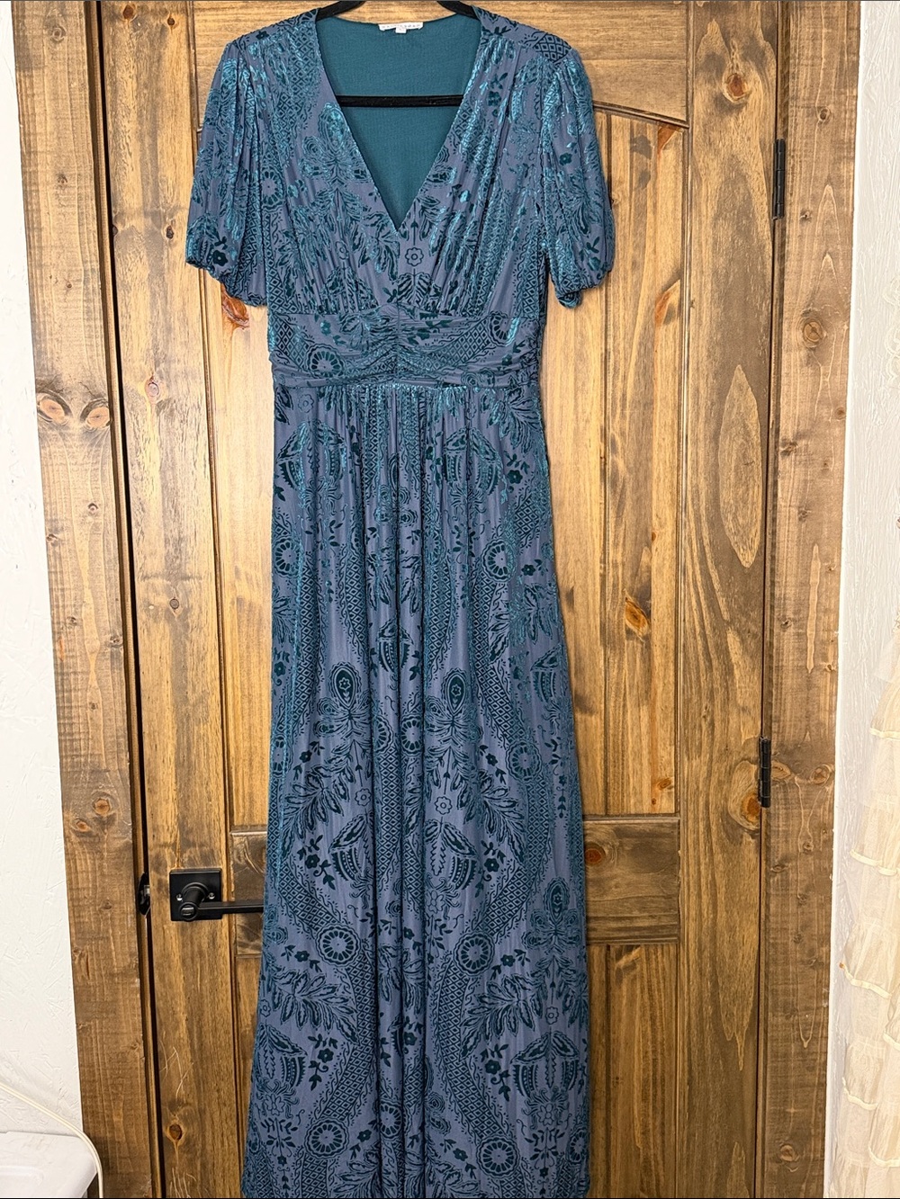 Baltic Born Teal Paisley V-Neck Maxi Dress